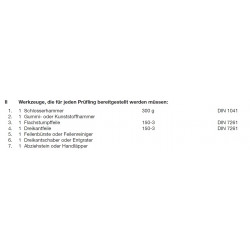 Werkzeuge laut PAL-Bereitstellungsunterlagen