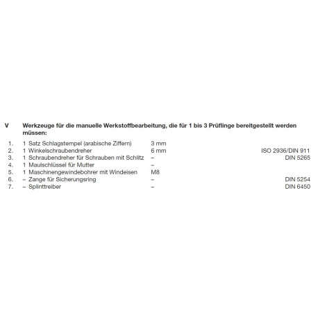 Werkzeuge laut PAL-Bereitstellungsunterlagen Seite 3