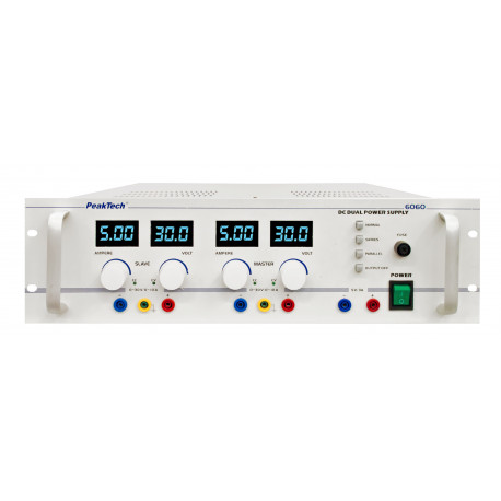 DC Linear Doppel-Labornetzgerät ~ 0 - 30 V / 0 - 10 A ~ 19" Einbau
