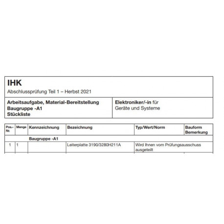 Prüfungsplatine Leiterplatte 3190H211A