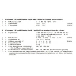 Variable diverse Werkzeuge laut Werkzeugliste der PAL-Unterlagen