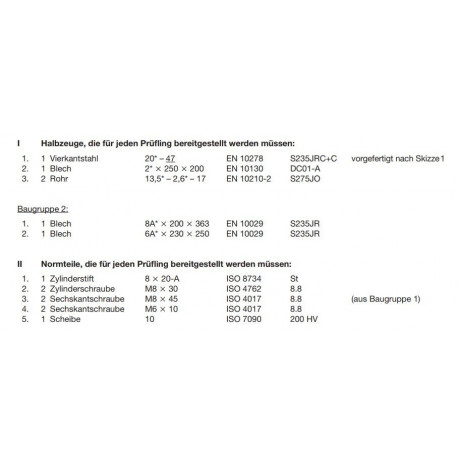 Bausatz Halbzeuge Baugruppe 2 1-2, Normteile