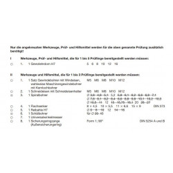Diverse Werkzeuge laut PAL-Bereitstellungsunterlagen