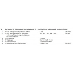Werkzeuge laut PAL-Bereitstellungsliste