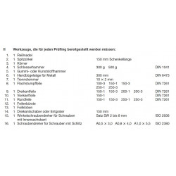 Werkzeuge laut PAL-Bereitstellungsliste
