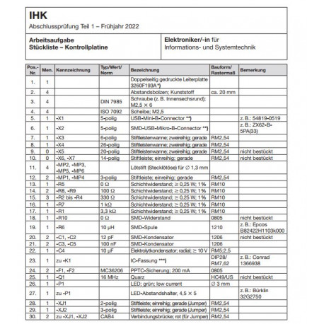 Bausatz Bauteile Kontrollplatine Seite 16