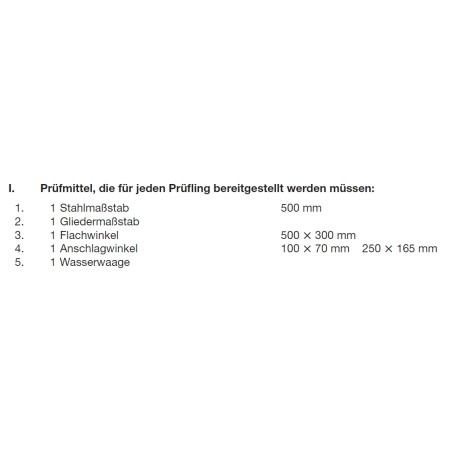 Diverse Prüfmittel laut PAL-Bereitstellungsunterlagen