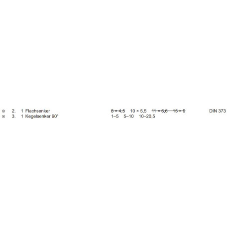 Variable Flach- u. Kegelsenker laut PAL-Bereitstellungsliste