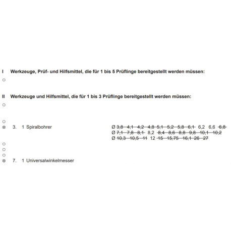 Variable Werkzeuge laut PAL-Bereitstellungsunterlagen