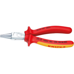 KNIPEX VDE-Rundzange 160 mm Kopf verchromt mit Zweikomponenten-Griff
