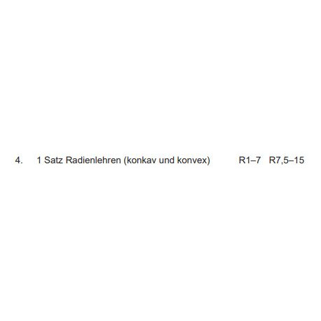 Satz Radienlehren 1-7, 7,5-15 konkav u. konvex