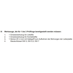 Werkzeuge laut PAL-Bereitstellungsunterlagen