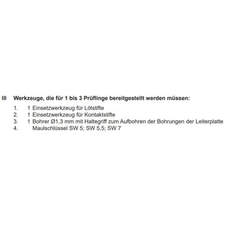 Werkzeuge laut PAL-Bereitstellungsunterlagen