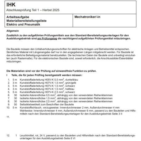 Bausatz Elektro und Pneumatik Seite 7 ohne I/11