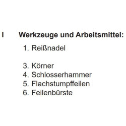 Werkzeuge laut PAL Bereitstellungsunterlagen ohne Pos. 2