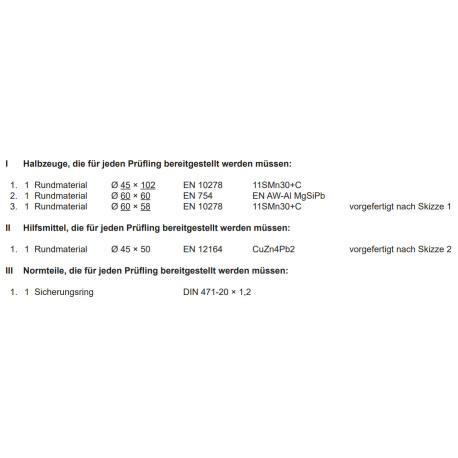Halbzeuge, Hilfsmittel, Normteile