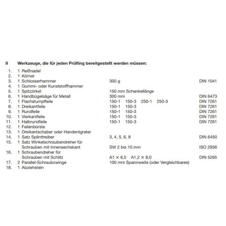 Diverse Werkzeuge nach PAL-Bereitstellungsunterlagen