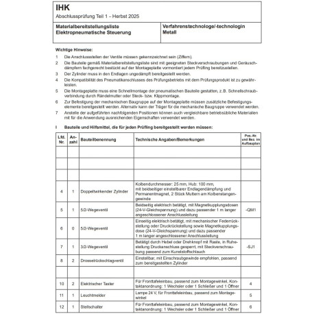 Bausatz Elektropneumatische Steuerung ohne 9