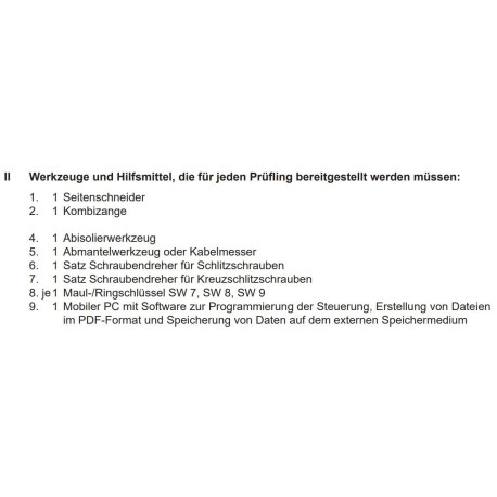 Satz Werkzeuge und Hilfsmittel, ohne II / 3