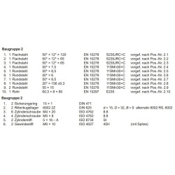 Baugruppe 2 Halbzeuge, Normteile