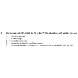 Werkzeuge laut PAL-Bereitstellungsunterlagen