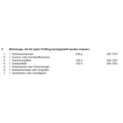Werkzeuge laut PAL-Bereitstellungsunterlagen