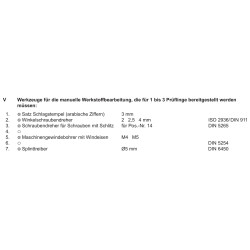 Werkzeuge laut PAL-Bereitstellungsunterlagen Seite 3