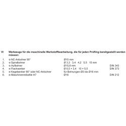 Werkzeuge laut PAL-Bereitstellungsunterlagen Seite 3
