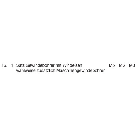 Gewindebohrer laut PAL-Bereitstellungsunterlagen