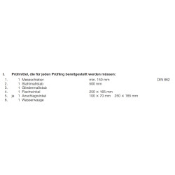 Prüfmittel laut PAL-Bereitstellungsunterlagen