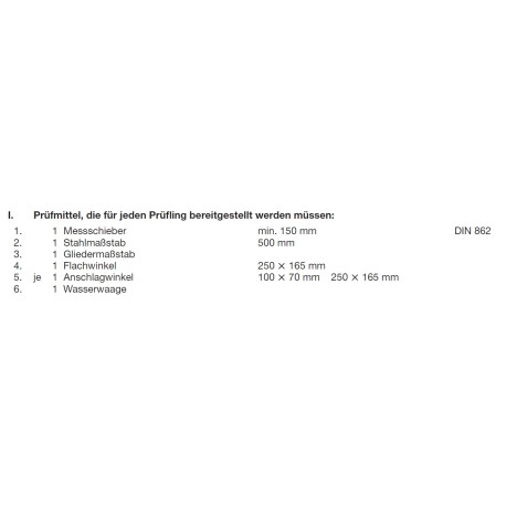 Prüfmittel laut PAL-Bereitstellungsunterlagen