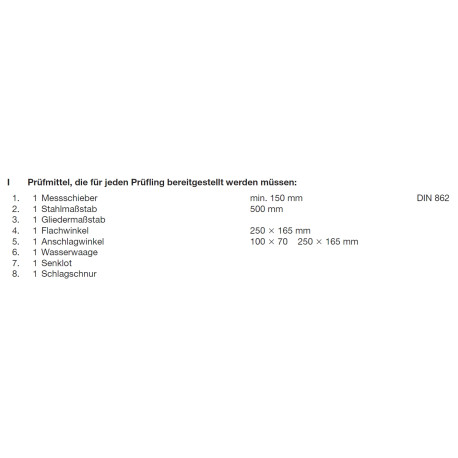 Prüfmittel laut PAL-Bereitstellungsunterlagen