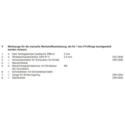 Werkzeuge laut PAL-Bereitstellungsunterlagen