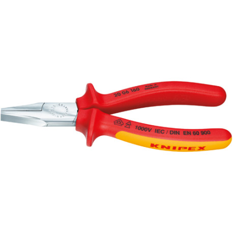 KNIPEX VDE-Flachzange 160 mm Kopf verchromt mit Zweikomponenten-Griff
