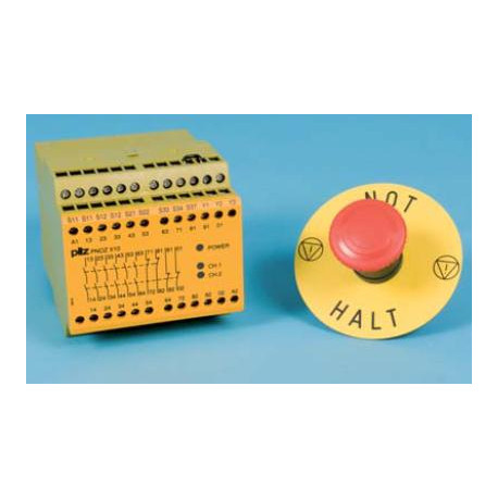 PILZ Sicherheits-Schaltgerät inkl. Not-Aus Taster und Schild