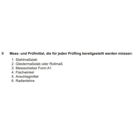 Mess- und Prüfmittel laut PAL Bereitstellungsunterlagen