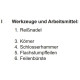 Werkzeuge laut PAL Bereitstellungsunterlagen ohne Pos. 2