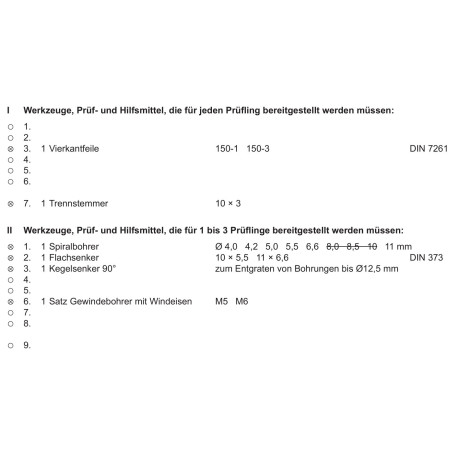 Werkzeuge laut Variable Werkzeugliste der PAL-Bereitstellungsunterlagen