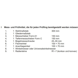 Mess- und Prüfmittel laut PAL Bereitstellungsunterlagen