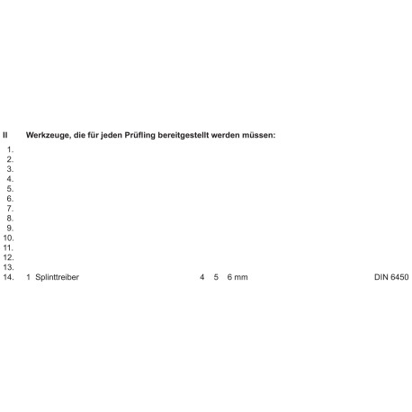 Splinttreiber laut PAL-Bereitstellungsunterlagen