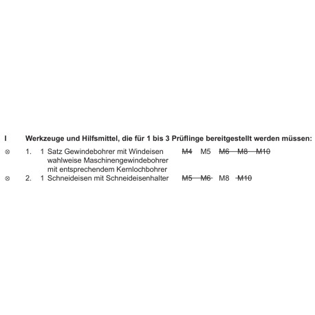 Variable Gewindebohrer und Scheideisen laut PAL-Bereitstellungsliste