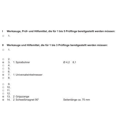 Variable Werkzeuge laut PAL-Bereitstellungsunterlagen
